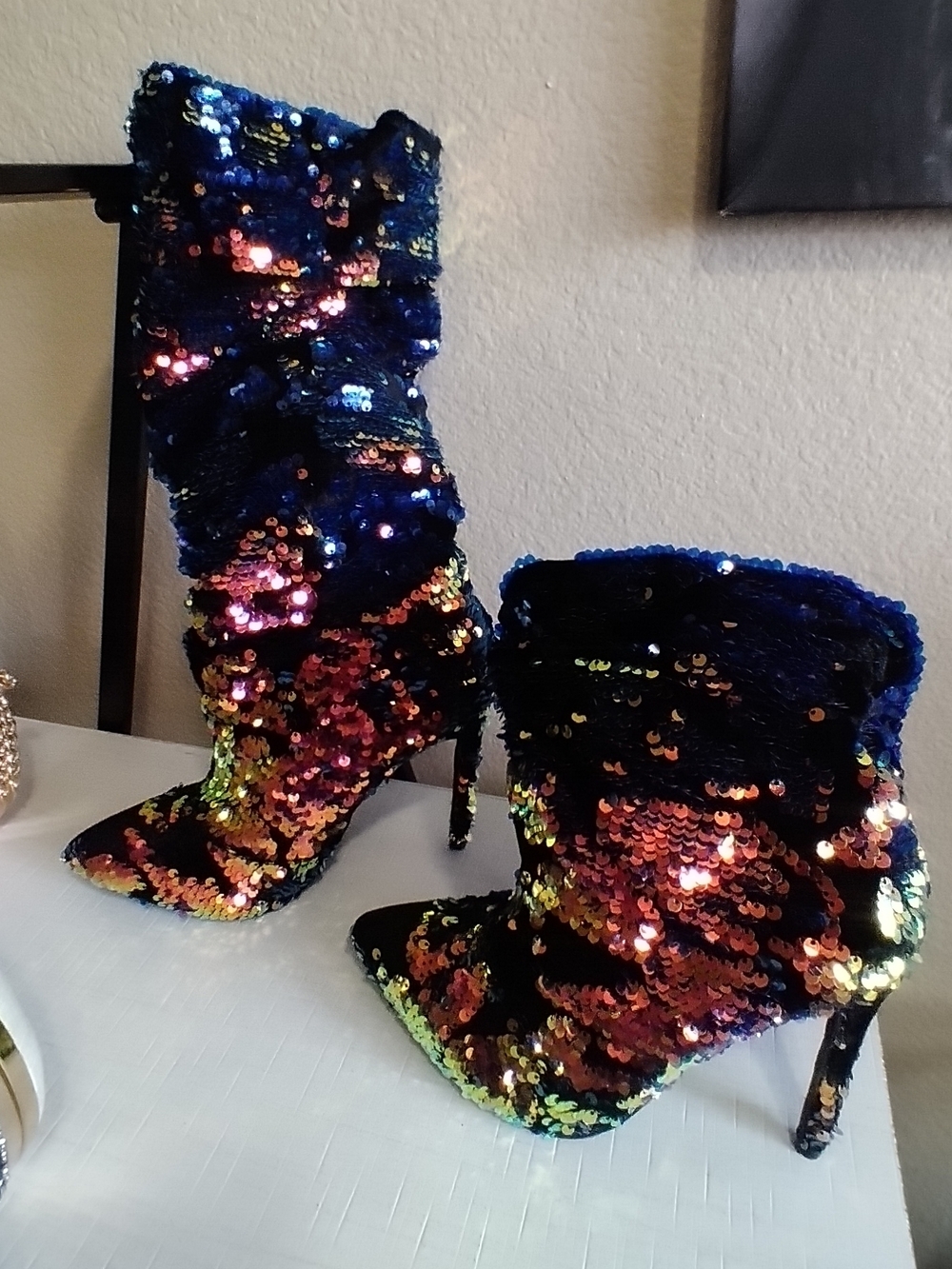 Custom Made Multi-Color Sequins High Heel  Women's Boots